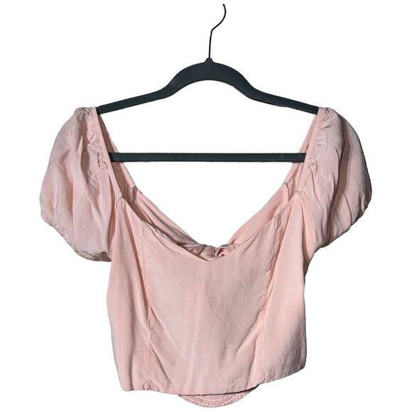 Pink Lottie Moss Crop Top – Tie-Back Sweetheart Neckline - Picture 7 of 11